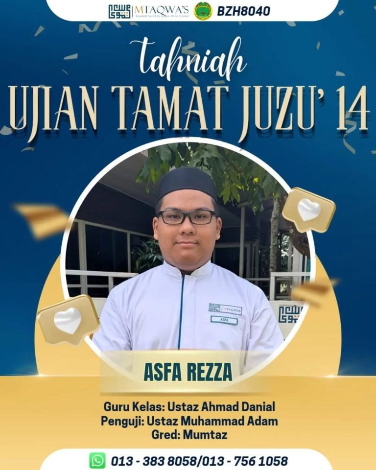 Tahniah Ujian Tamat Juzu 14 - Asfa Rezza
