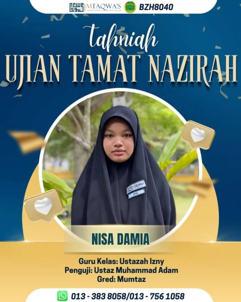 Tahniah Ujian Tamat Nazirah - Nisa Damia